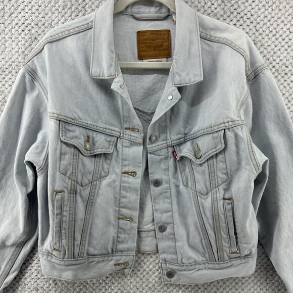 Levi's Premium Jacket Womens S Blue Light Wash Rigid Denim Trucker Retro - Picture 3 of 15